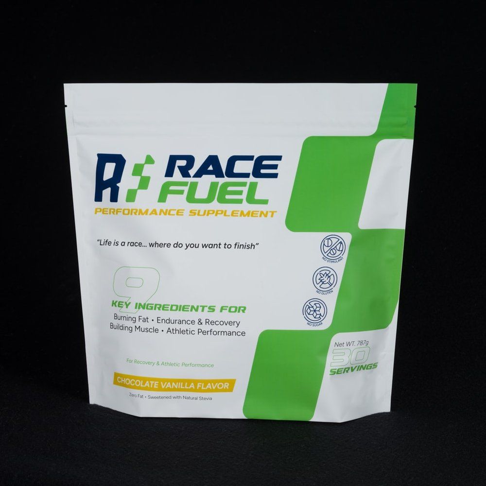 Motocross supplements: race Fuel Performance Supplement pouch, chocolate vanilla flavor, 30 servings